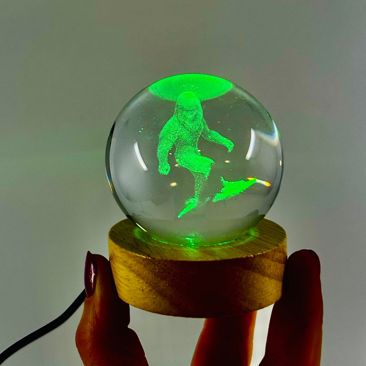 Light Up Etched Glass Sphere décor - Bigfoot 29TONIGHT 