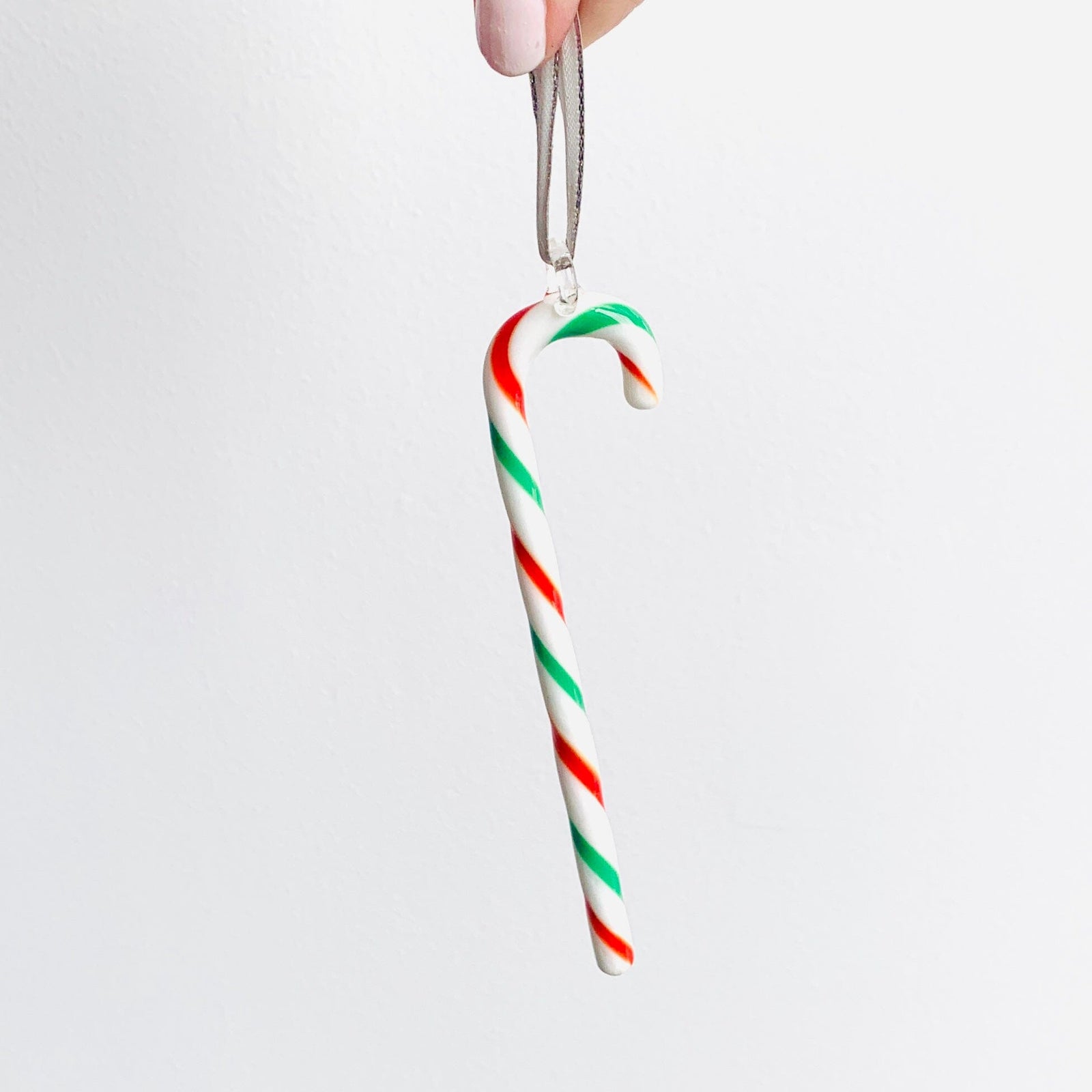 Glass Candy Cane Ornament 240, Spearmint Holiday - 