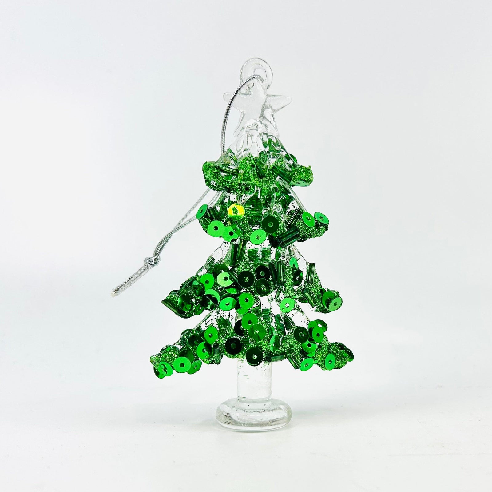 Bedazzled Glass Tree Ornament, Green Luke Adams Glass Blowing Studio 