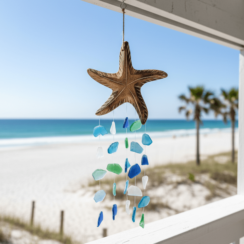 Sea Glass Sea Star Wind Chime Chesapeake Bay 