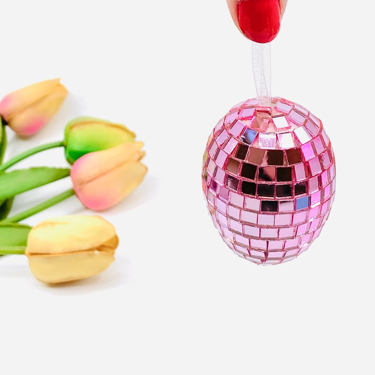 Mirror Mosaic Egg Ornament, Pink One Hundred 80 Degrees 