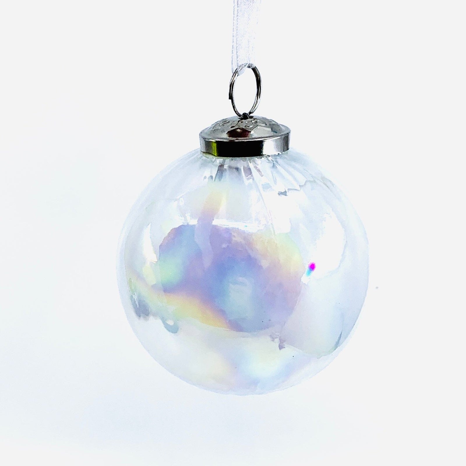 Optic Glass Sphere Ornament 37, Pearl White India House Brass 