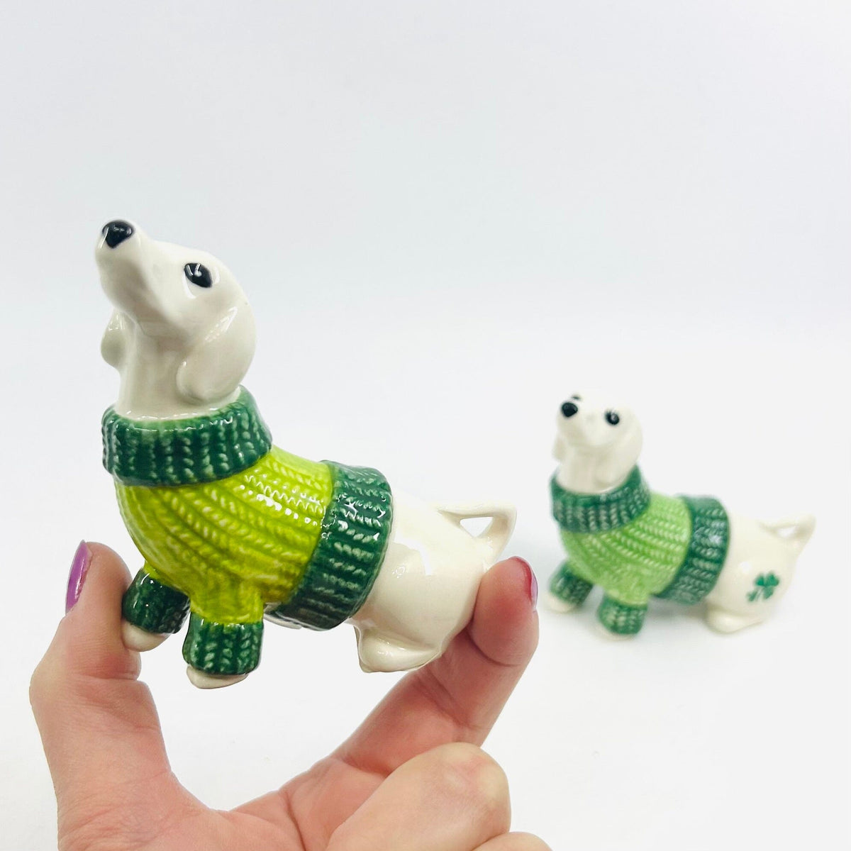 Shamrock Dachshund Salt and Pepper Shakers COSMOS 