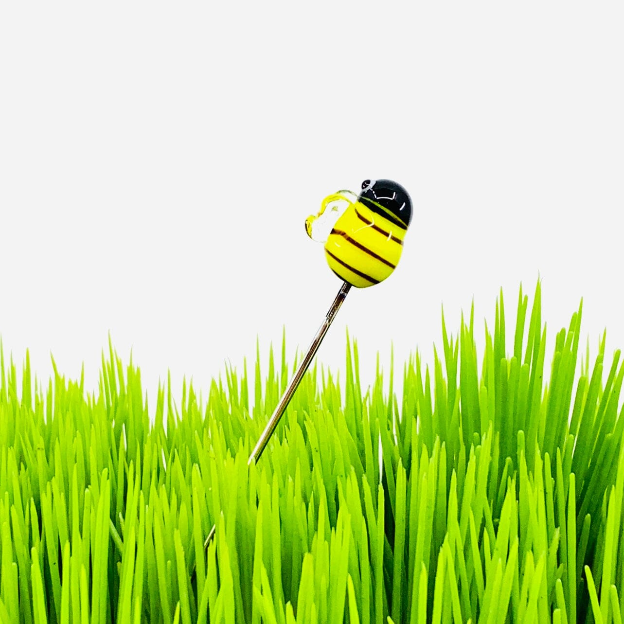 Tiny Glass Animal Garden Stake 24, Bumblebee Decor - 