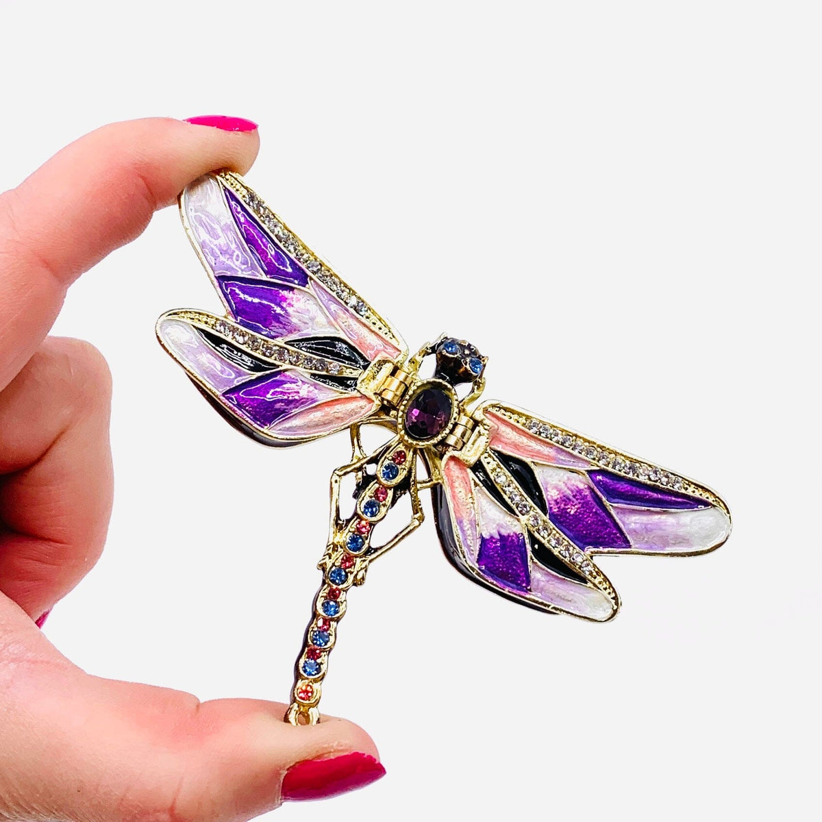 Bejeweled Enamel Trinket Box 19, Dragonfly