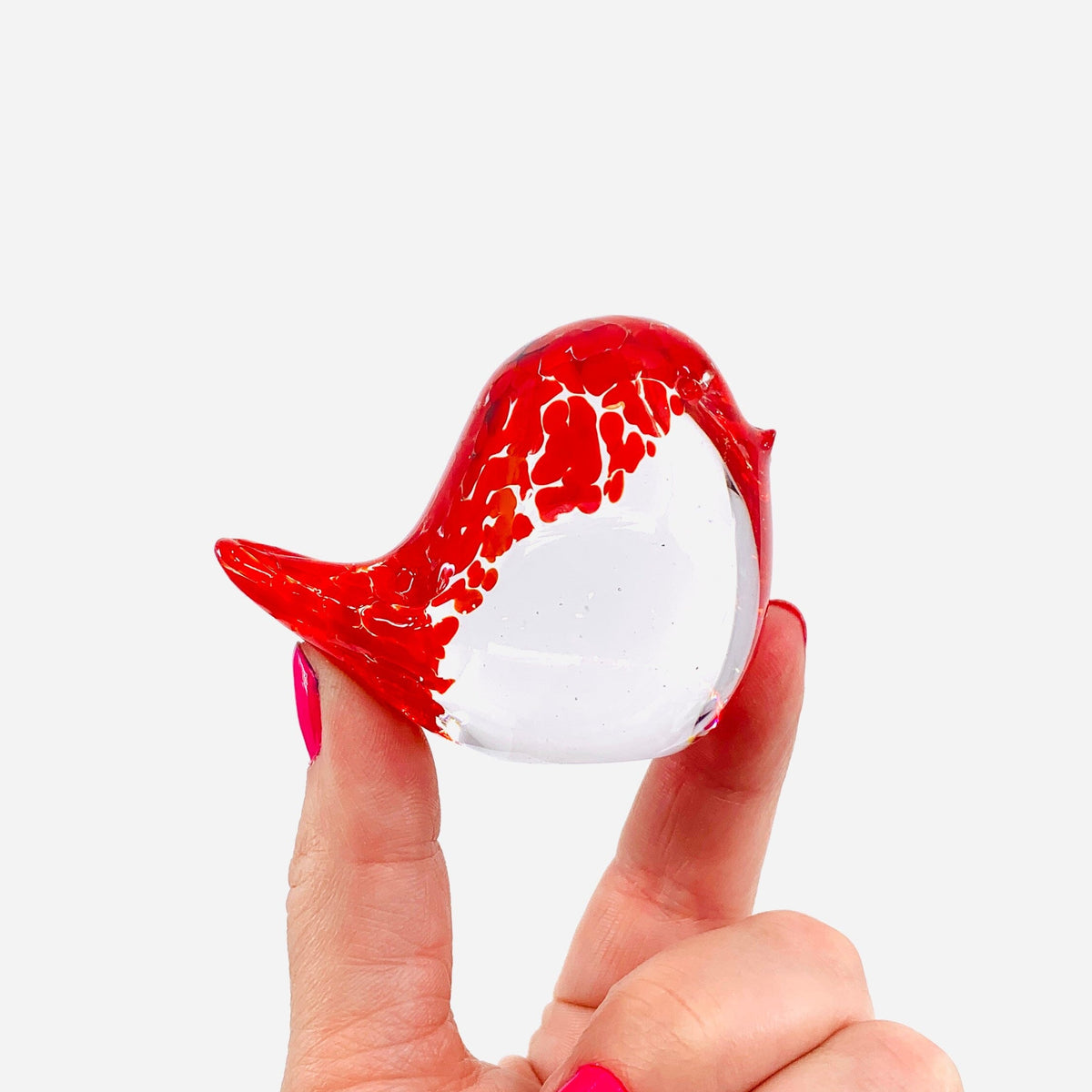 Little Glass Bird, Scarlet Confetti Miniature Henrietta Glass 