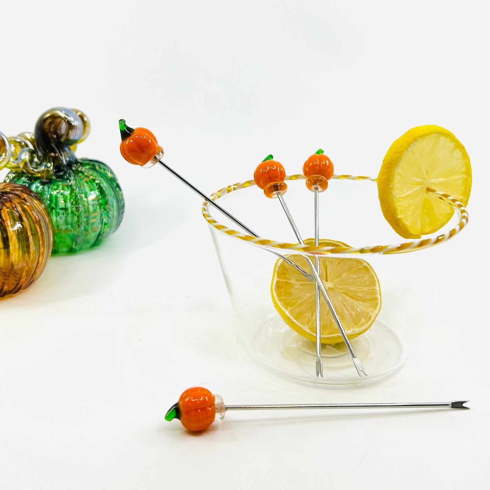 Glass Pumpkin Appetizer Picks Creative Co-Op 