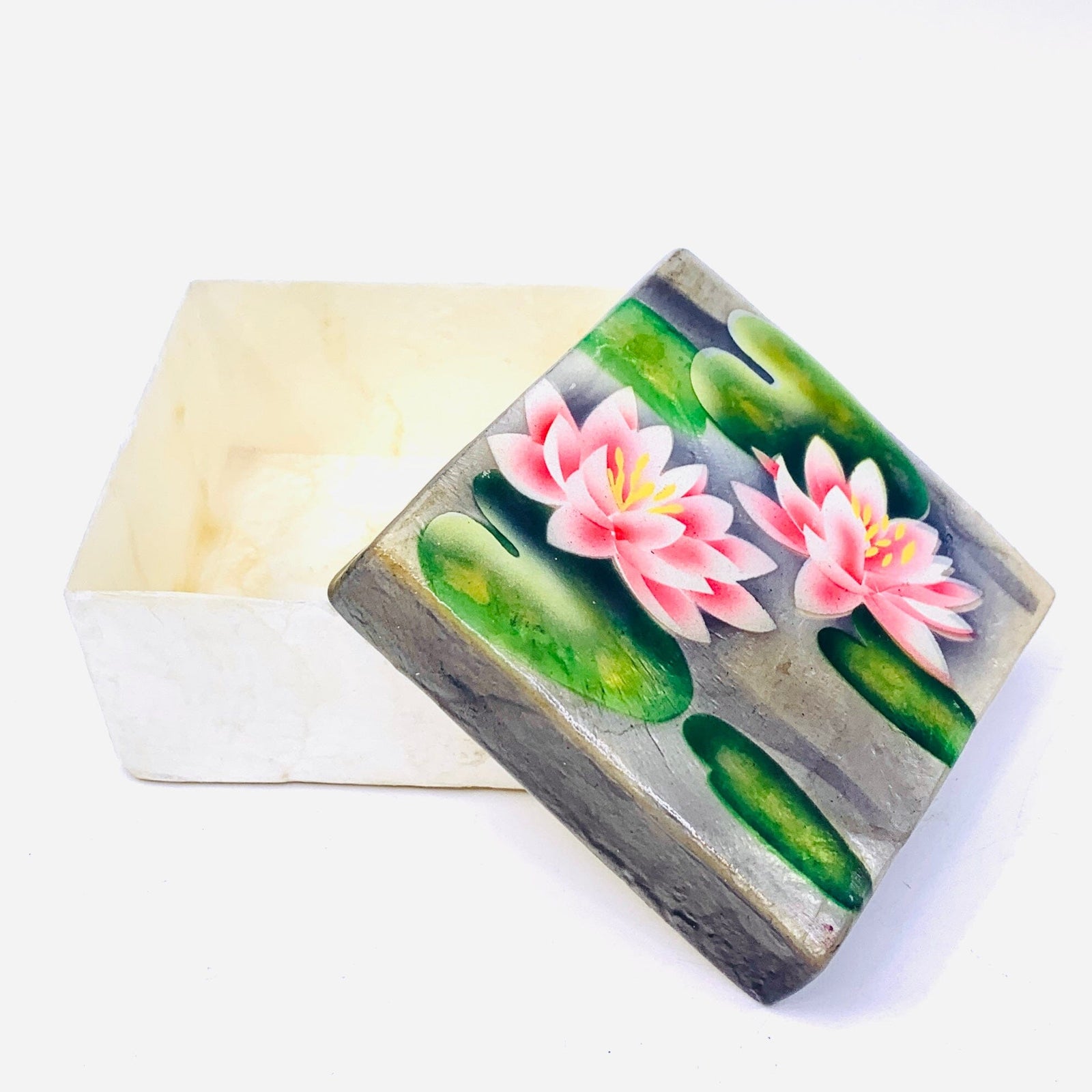 Capiz Shell Trinket Box 16, Lotus Decor Kubla Craft 