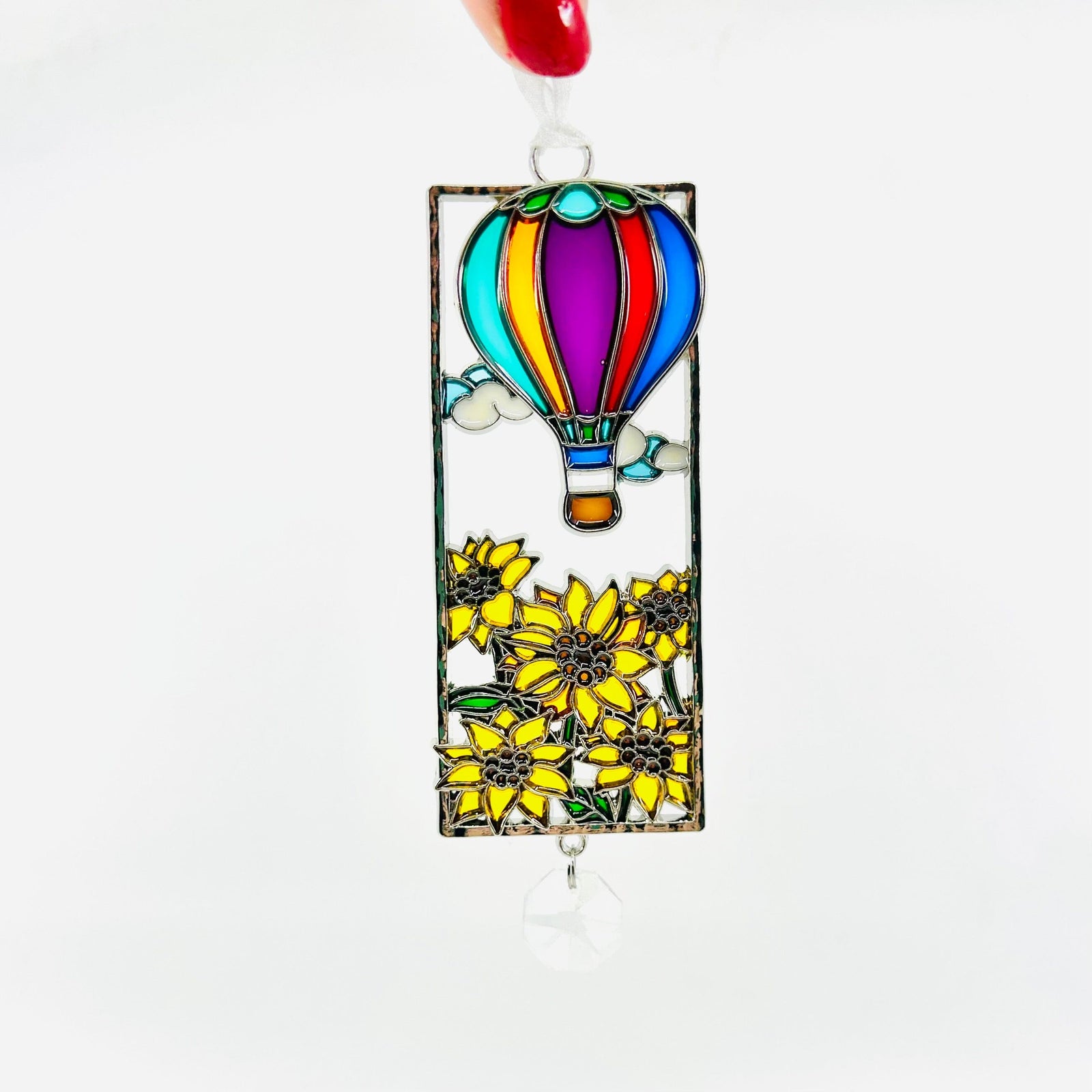 Stained Glass Life is Beautiful Ornaments, Hot AIr Balloon Decor GANZ 