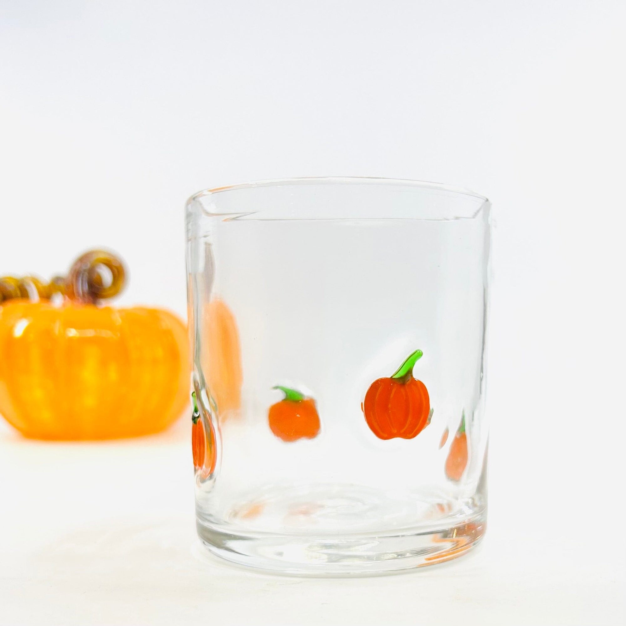 Pumpkin Double Old Fashioned Glass Decor Tag 