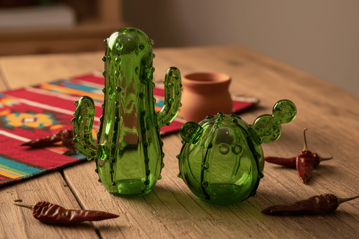 Glass Salt and Pepper Shakers, Cacti Decor Gift Essentials 