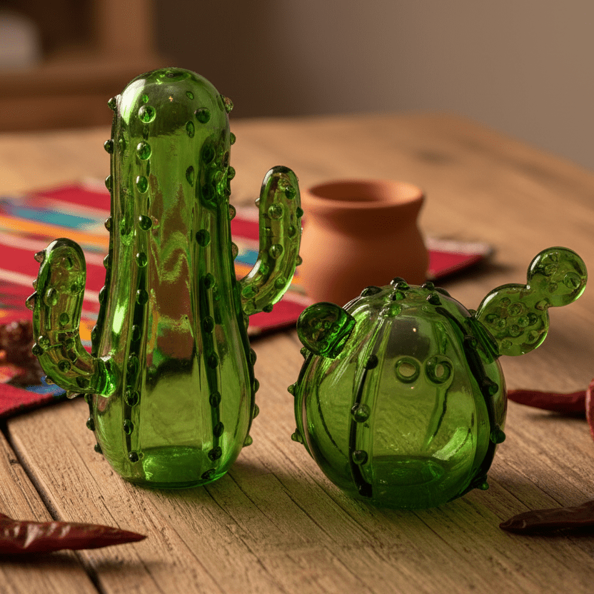 Glass Salt and Pepper Shakers, Cacti Decor Gift Essentials 