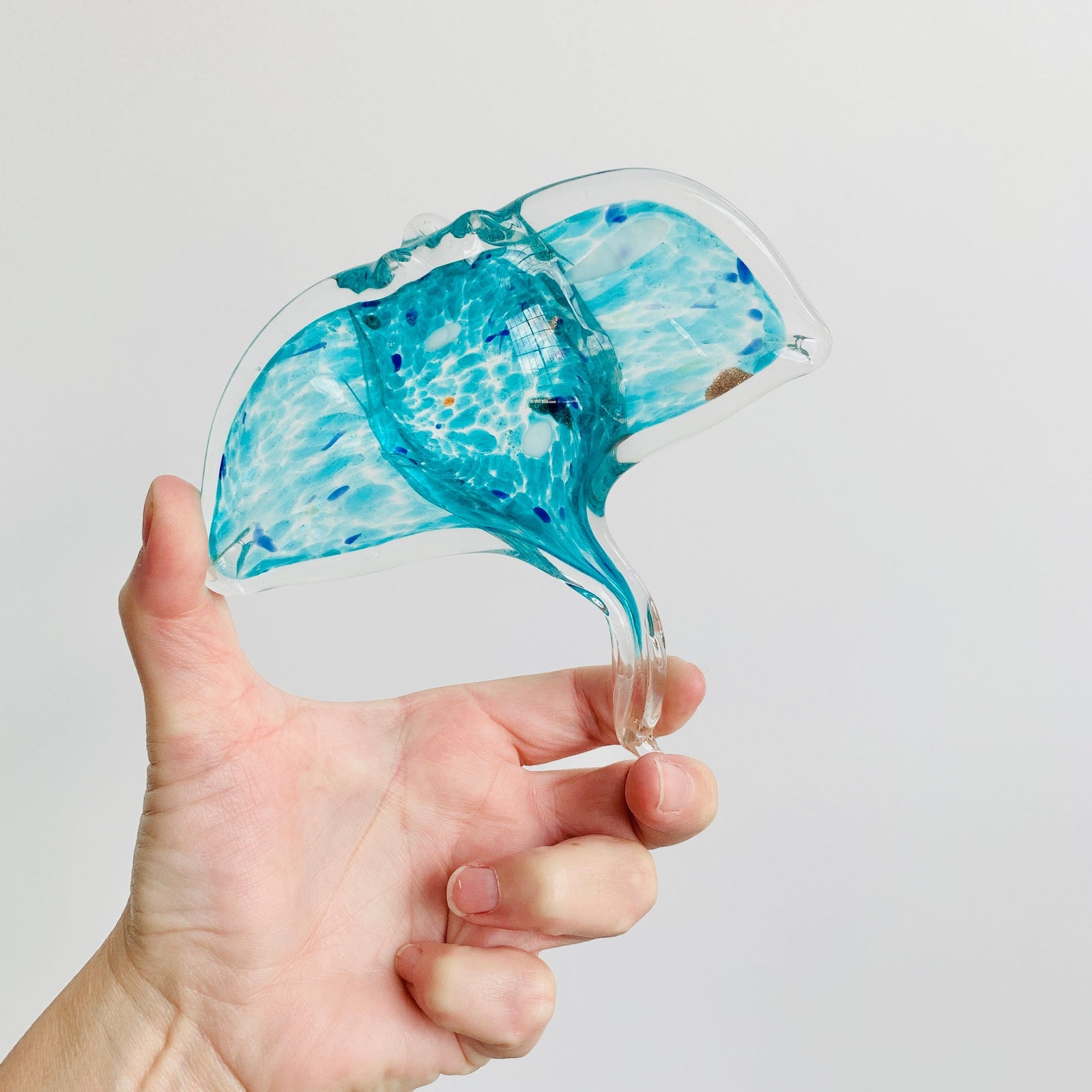Glass Aqua Stingray Paperweight Decor Chesapeake Bay 