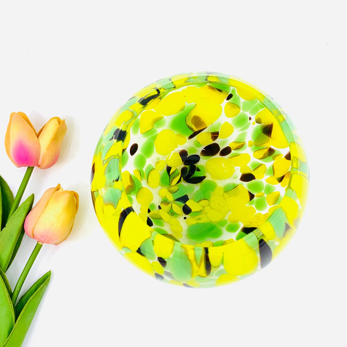 Glass Easter Bowls, Lemon Diamond Star 