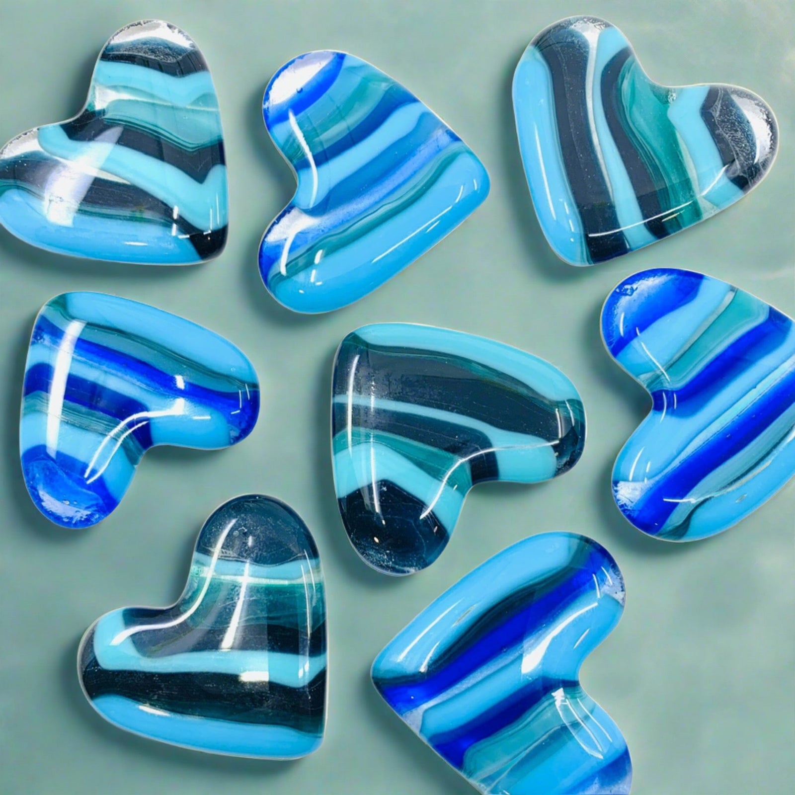 Fused Pocket Heart, Ocean Miniature Jean 