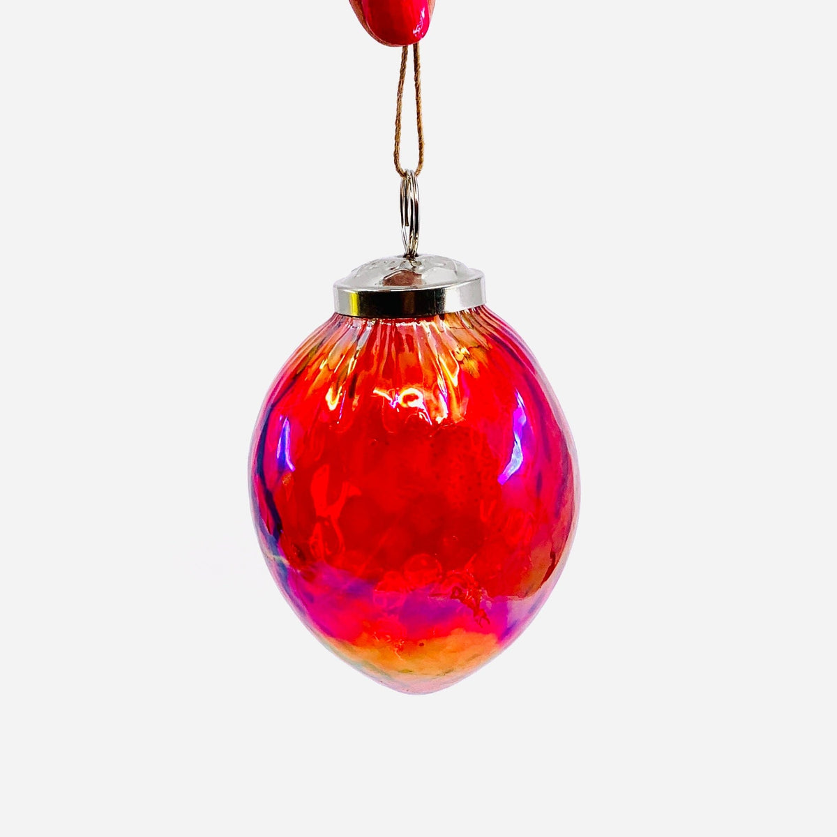 Optic Glass Oval Ornament 27, Red India House Brass 