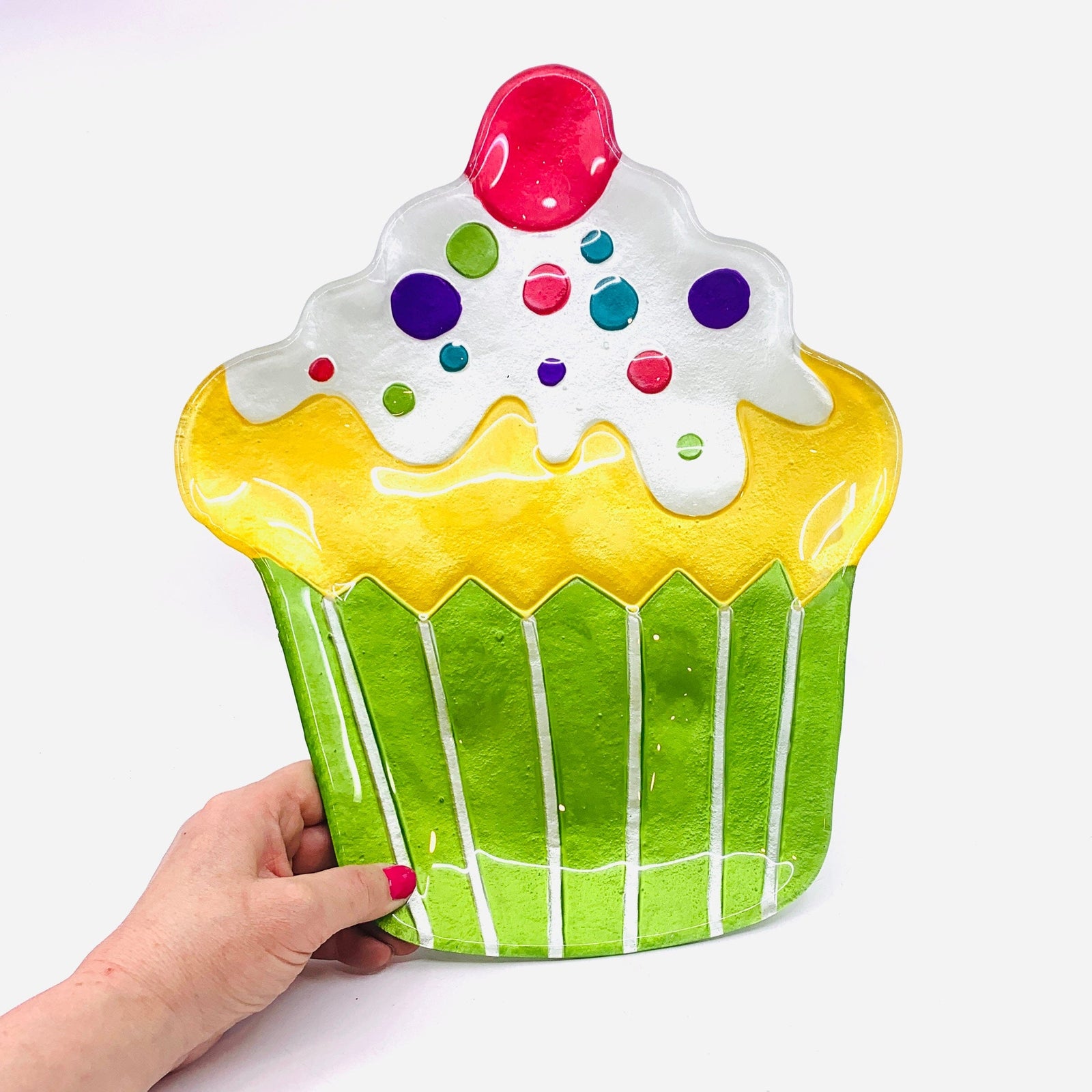 Glass Fusion Platter, Cupcake 40 Decor Demdaco 