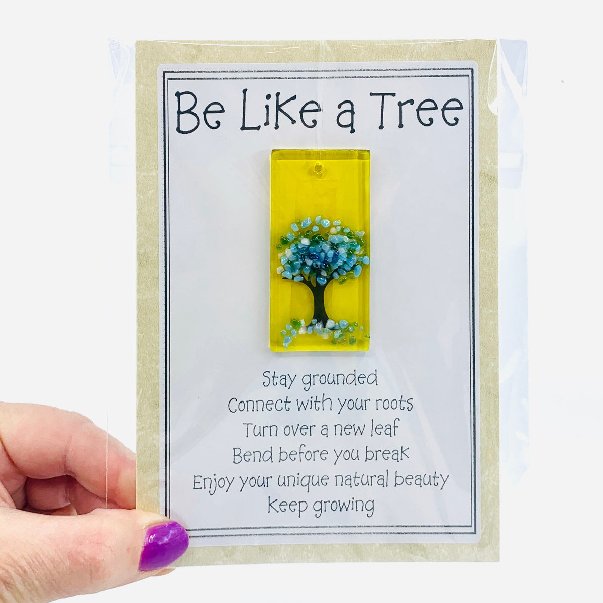 Fused Glass "Be Like a Tree” Suncatcher 49 Decor Glimmer Glass Gifts 