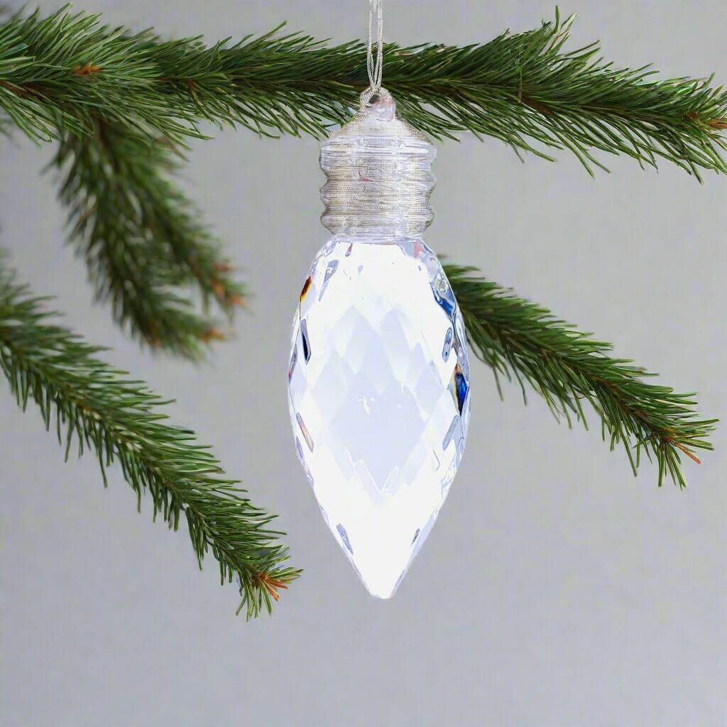 Vintage Bulb Acrylic Crystal Ornament 4, Clear Ornament GANZ 