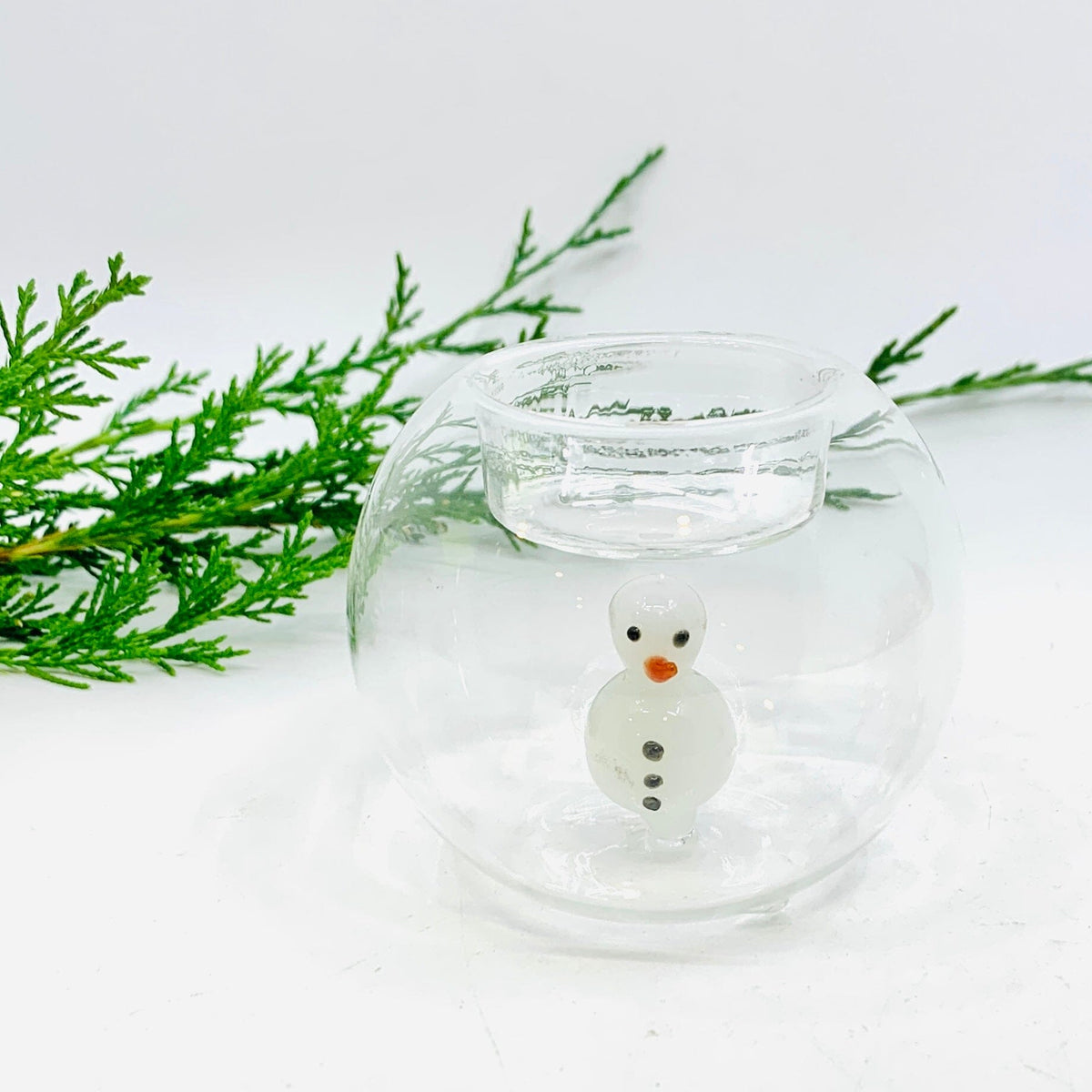 Globe Tealight Holder, Snowman Decor Tag 