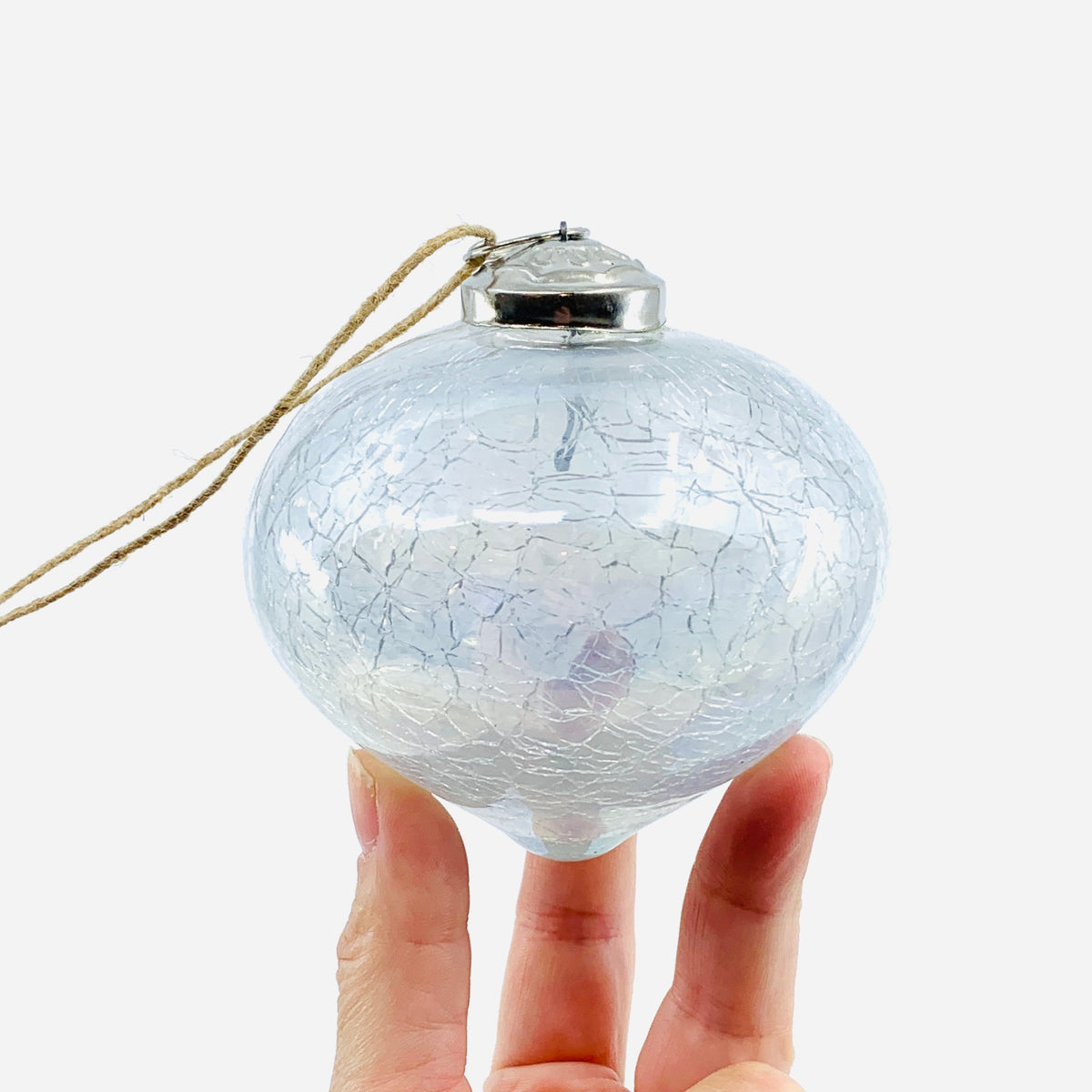 Crackle Glass Diamond Ornament 58, Clear Luster