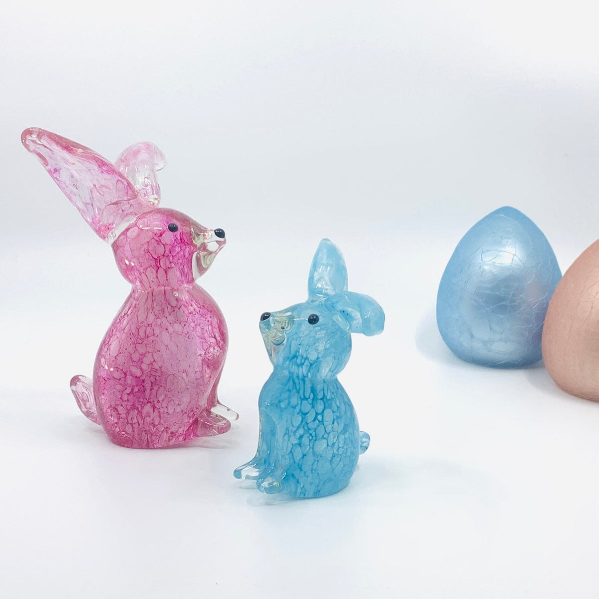 Baby Glass Bunny, Fluffy Blue Bum Decor Chesapeake Bay 