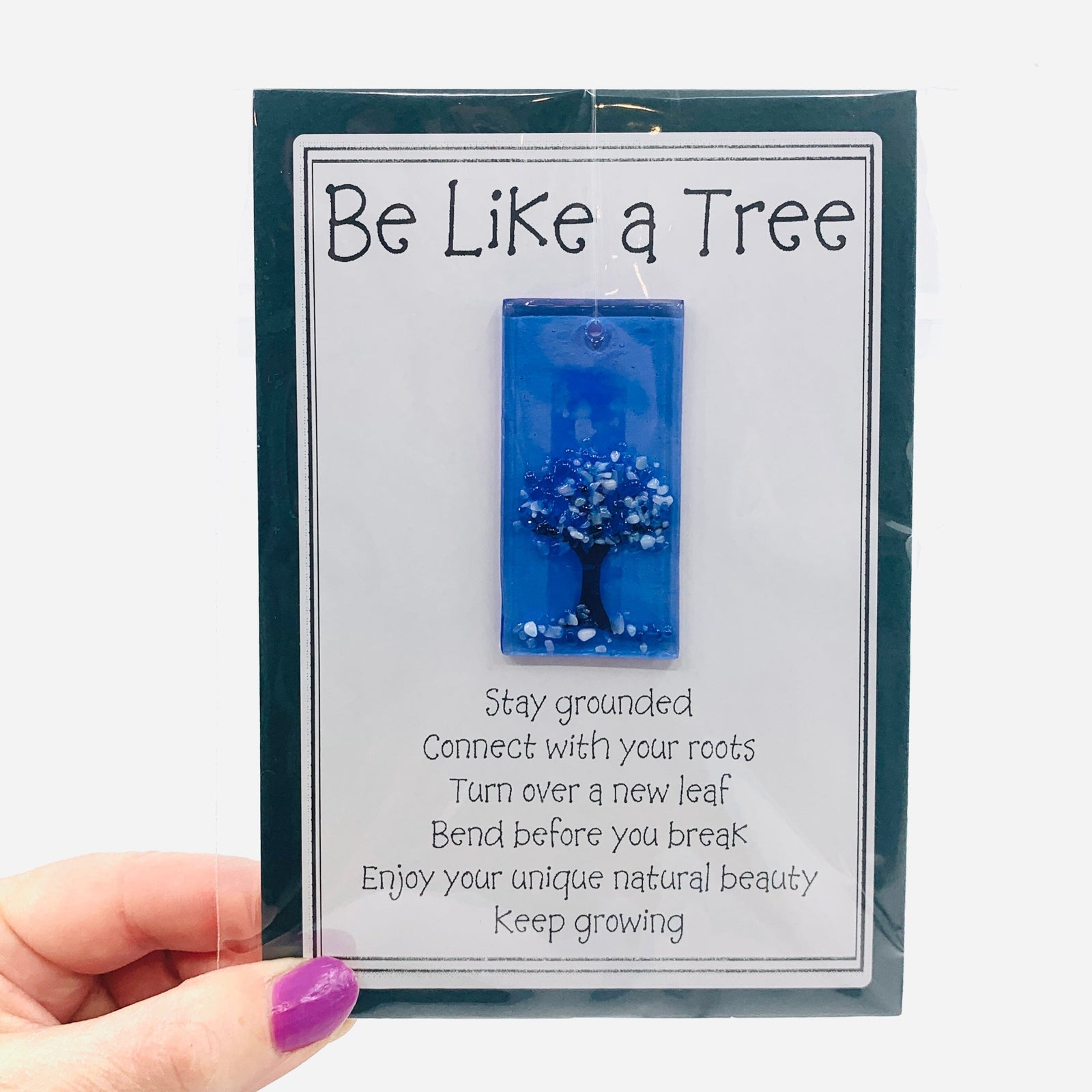 Fused Glass "Be Like a Tree” Suncatcher 44 Decor Glimmer Glass Gifts 