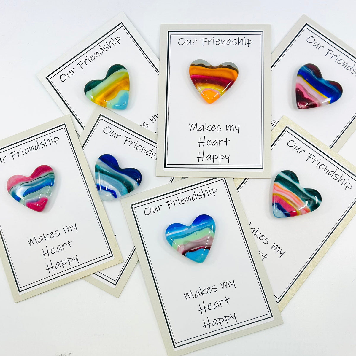 Fused Glass Pocket Heart on Greeting Card Miniature Glimmer Glass Gifts 