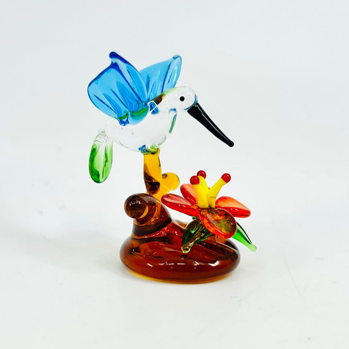 Miniature Glass Hummingbird with Flower Miniature Alex 
