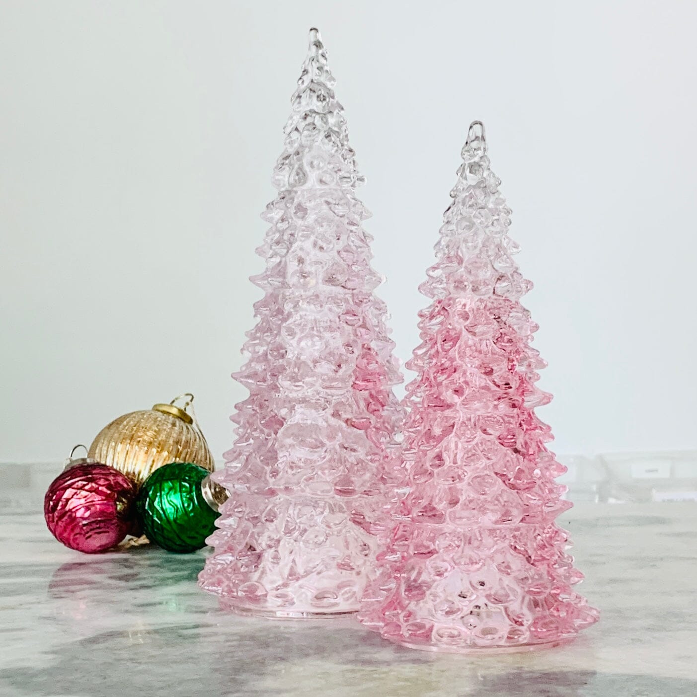 Pink Blown Glass Tree Diamond Star 