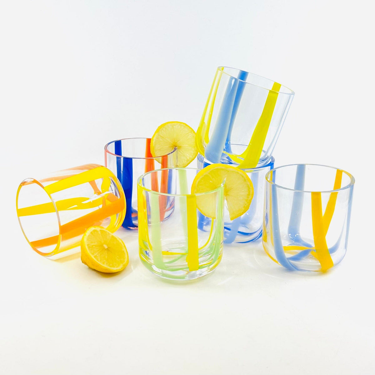 Striped Glass Tumbler, Powder Blue Decor One Hundred 80 Degrees 