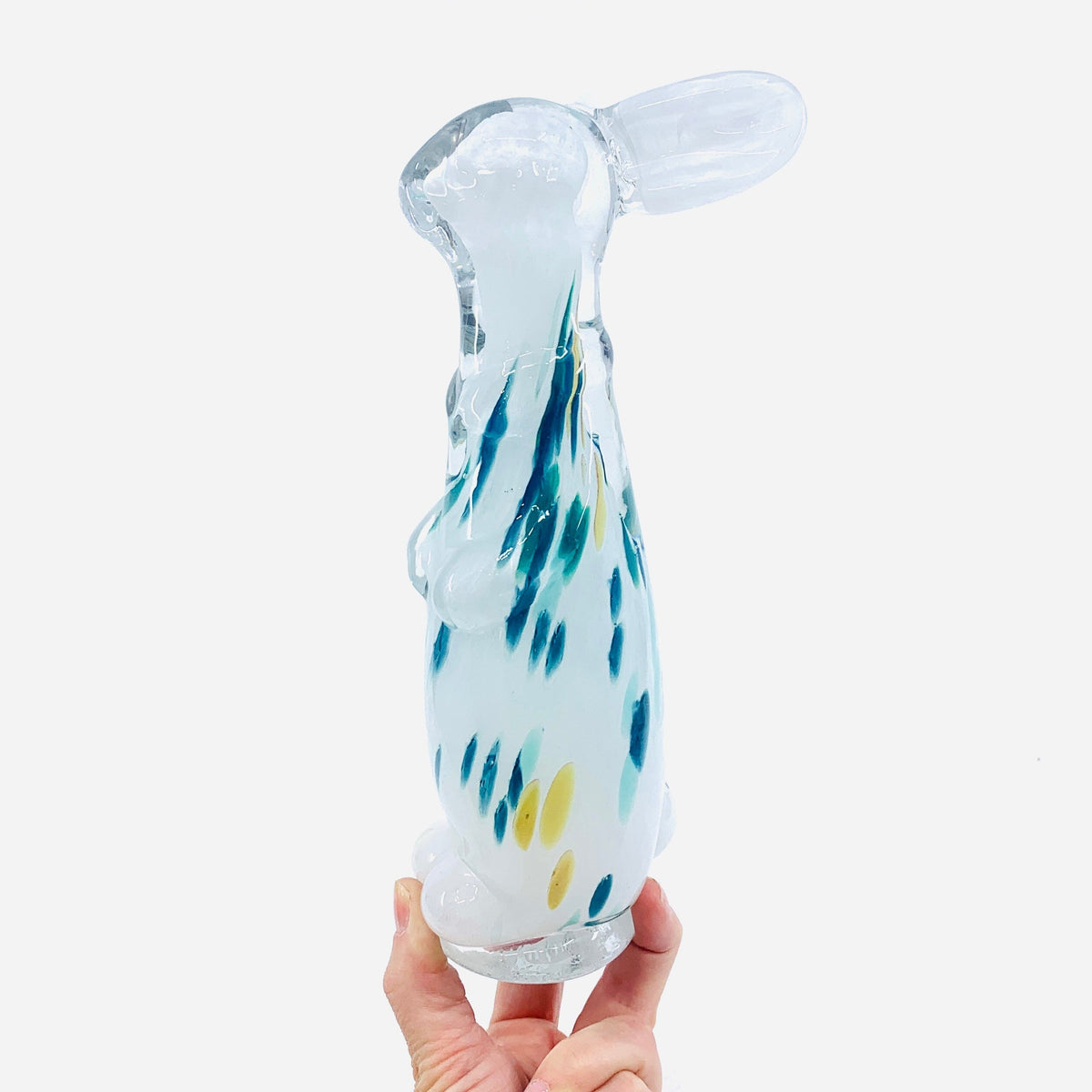Tall Glass Bunny, Flecked White Diamond Star 