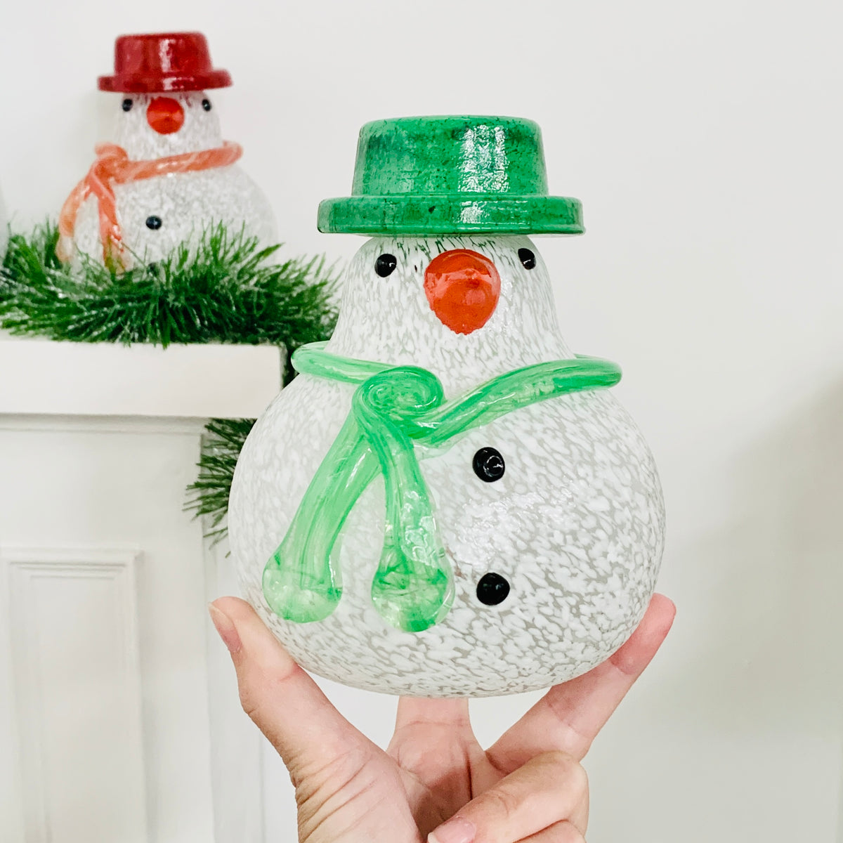 Blown Glass Snowman - Blue Scarf