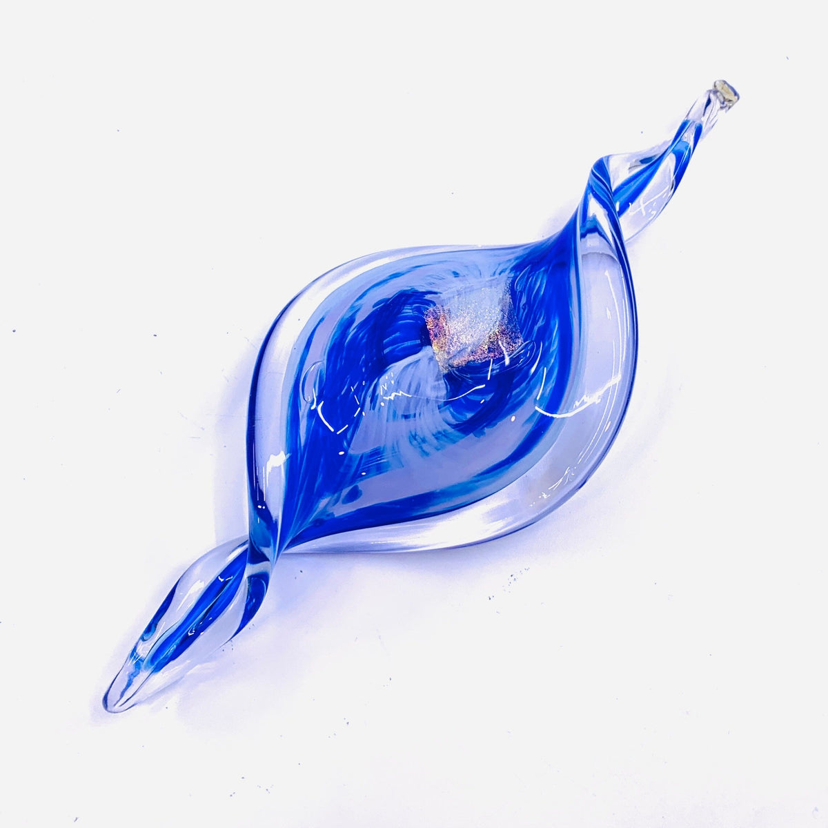 Spiral Ornament, Blue Swirl Small Suncatcher Luke Adams Glass Blowing Studio 