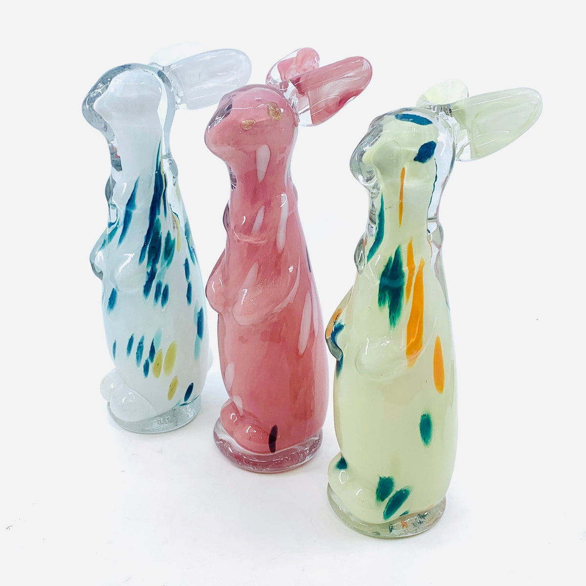 Tall Glass Bunny, Flecked White Diamond Star 