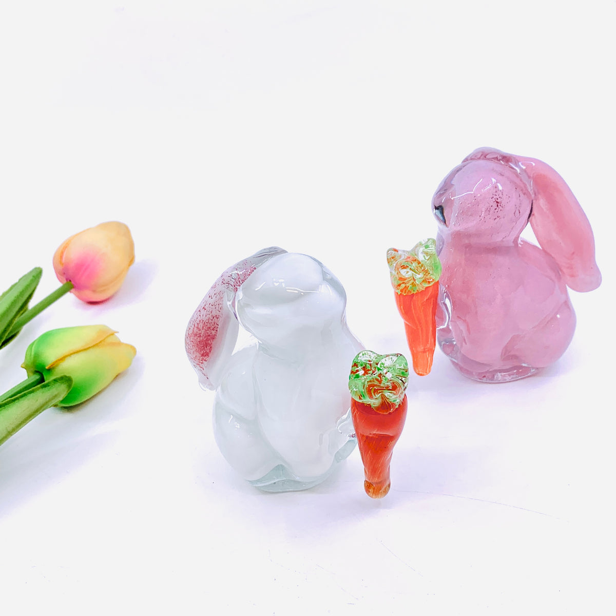 Glass Carrot Rabbit, Pastel Pink