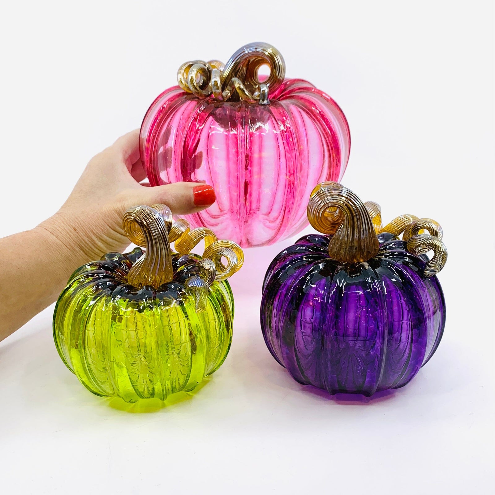 Daily Pumpkin 828 Centerpiece Trio Gabby Luke Adams Glass Blowing Studio 