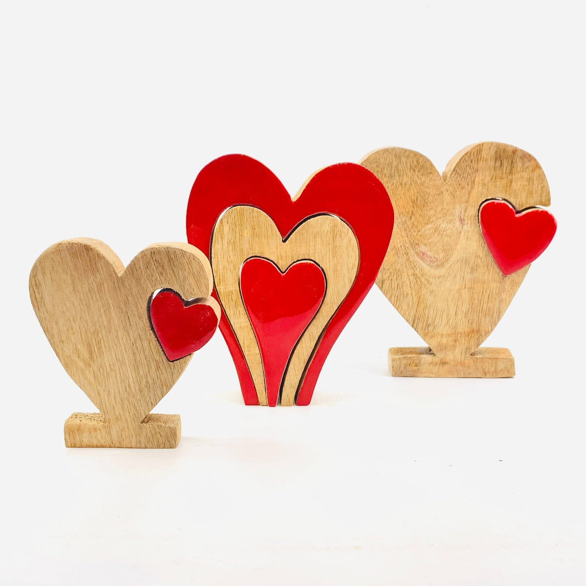 Red Enamel Wooden Heart Décor, Small KEL-TOY 