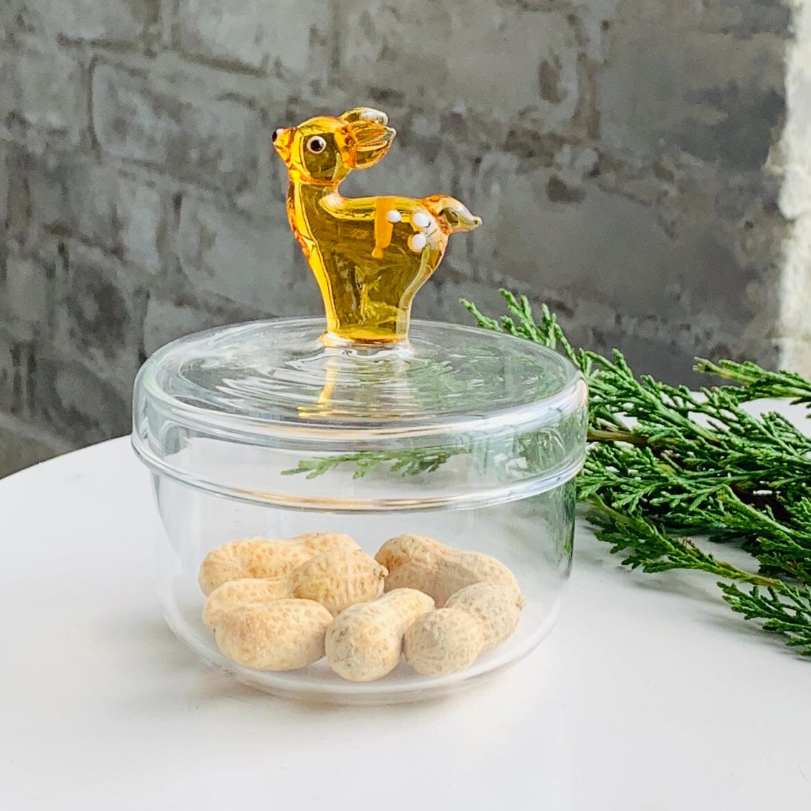 Glass Icon Reindeer Jar Creative Co-Op 