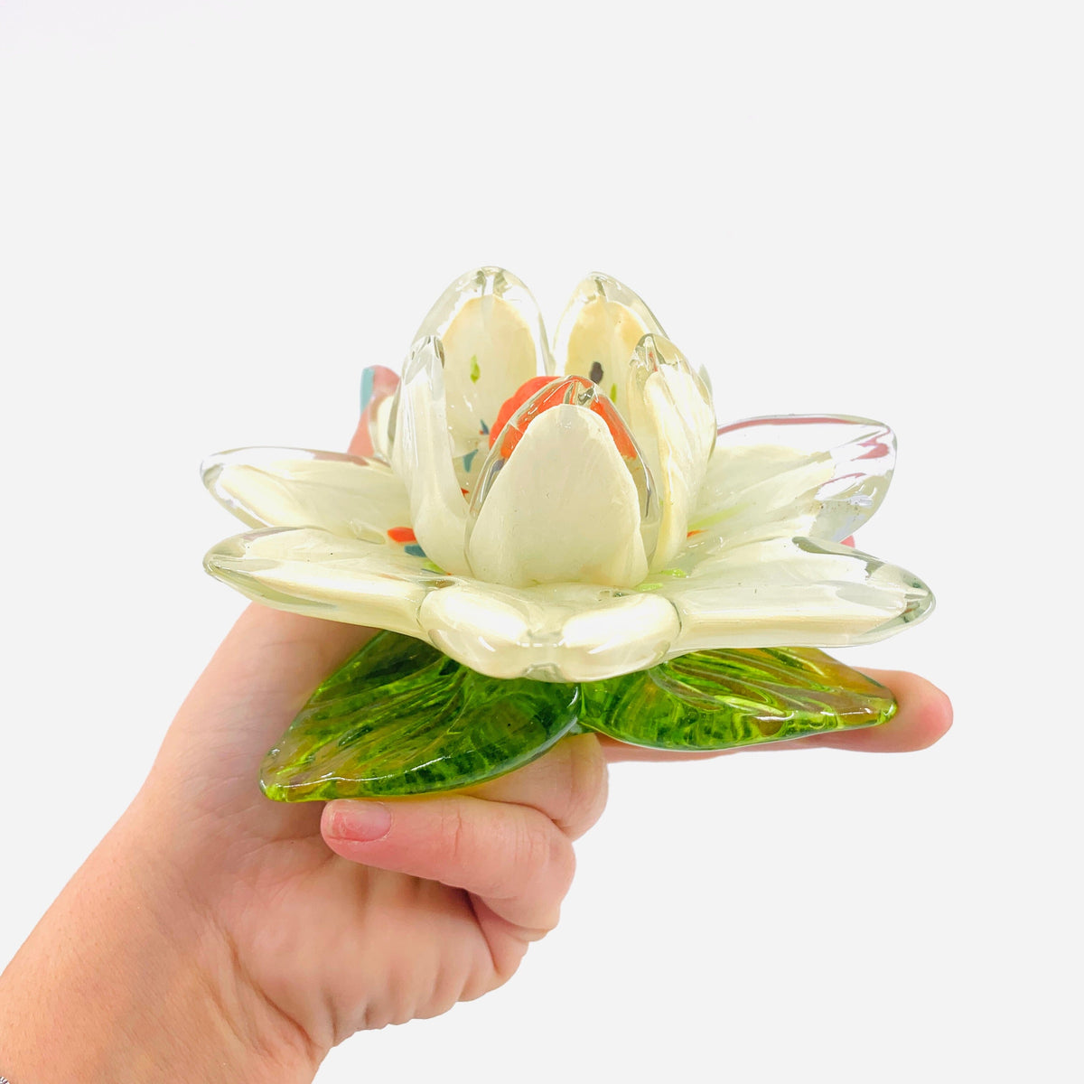 Glass Lotus Flower, Ivory Decor Diamond Star 