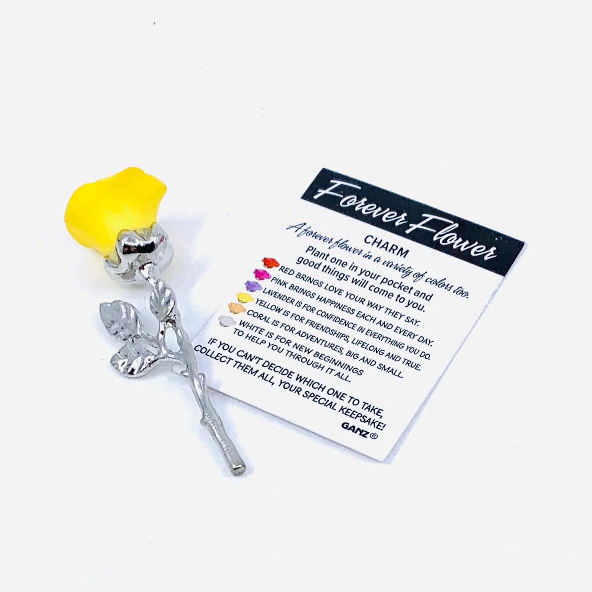 The Forever Flower Pocket Charm 130, Yellow - Friendship Miniature GANZ 
