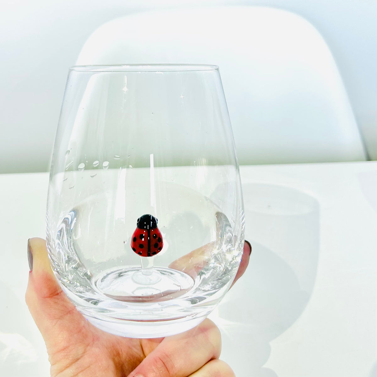 Tiny Animal Large Pour Wine Glass, Ladybug