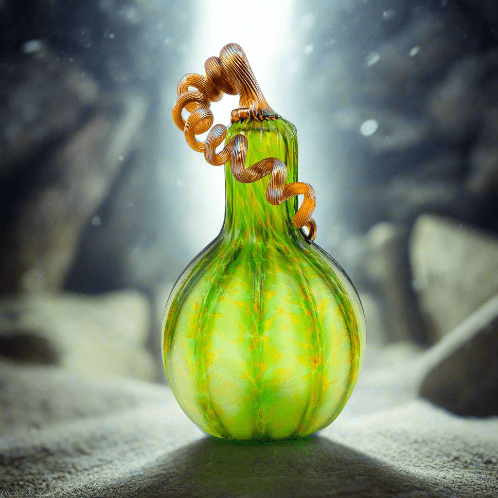 Amber Green Matte Gourd Gabby Luke Adams Glass Blowing Studio 