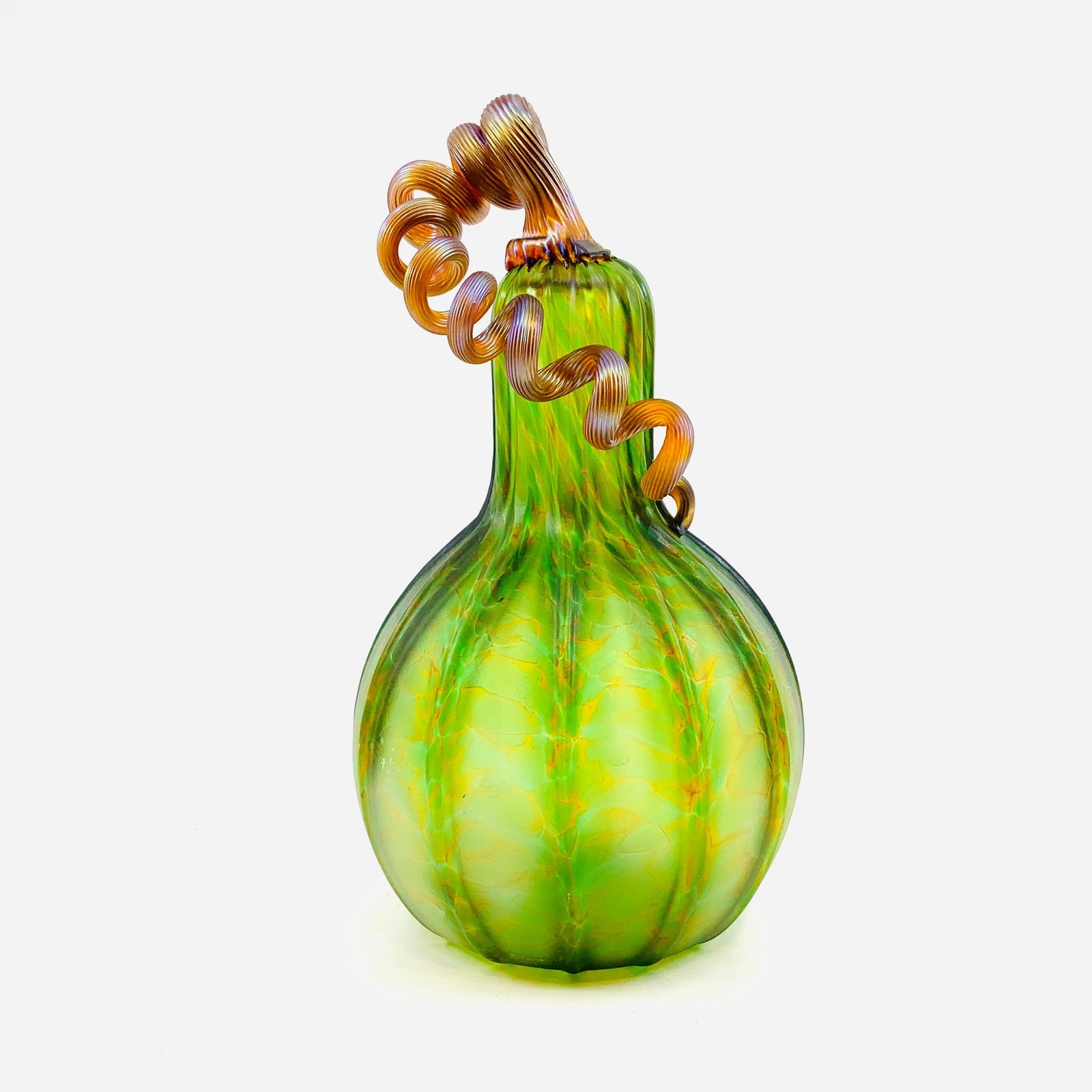 Amber Green Matte Gourd Gabby Luke Adams Glass Blowing Studio 