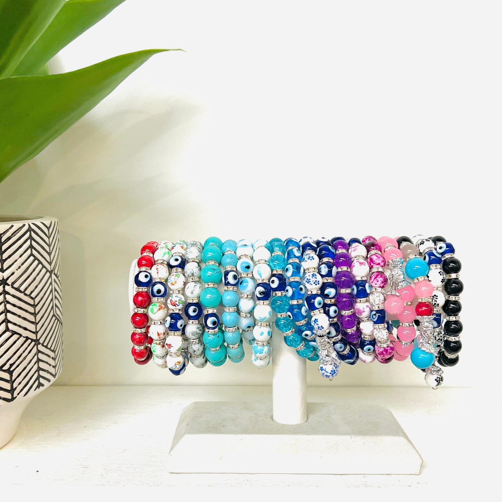 Evil Eye Dangle Glass Bead Bracelets Jewelry Kafthan 