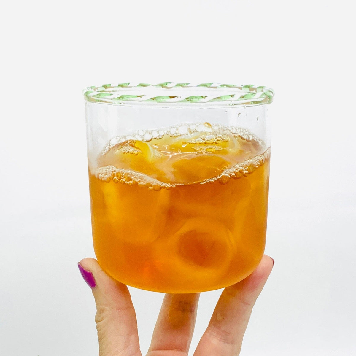 Candy Cane Rim Glass, Green Decor Creative Co-Op 