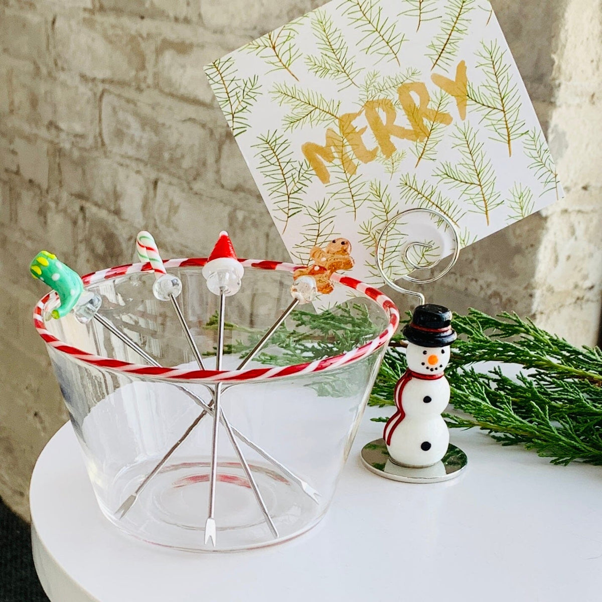 Glass Holiday Icon Appetizer Picks Creative Co-Op 