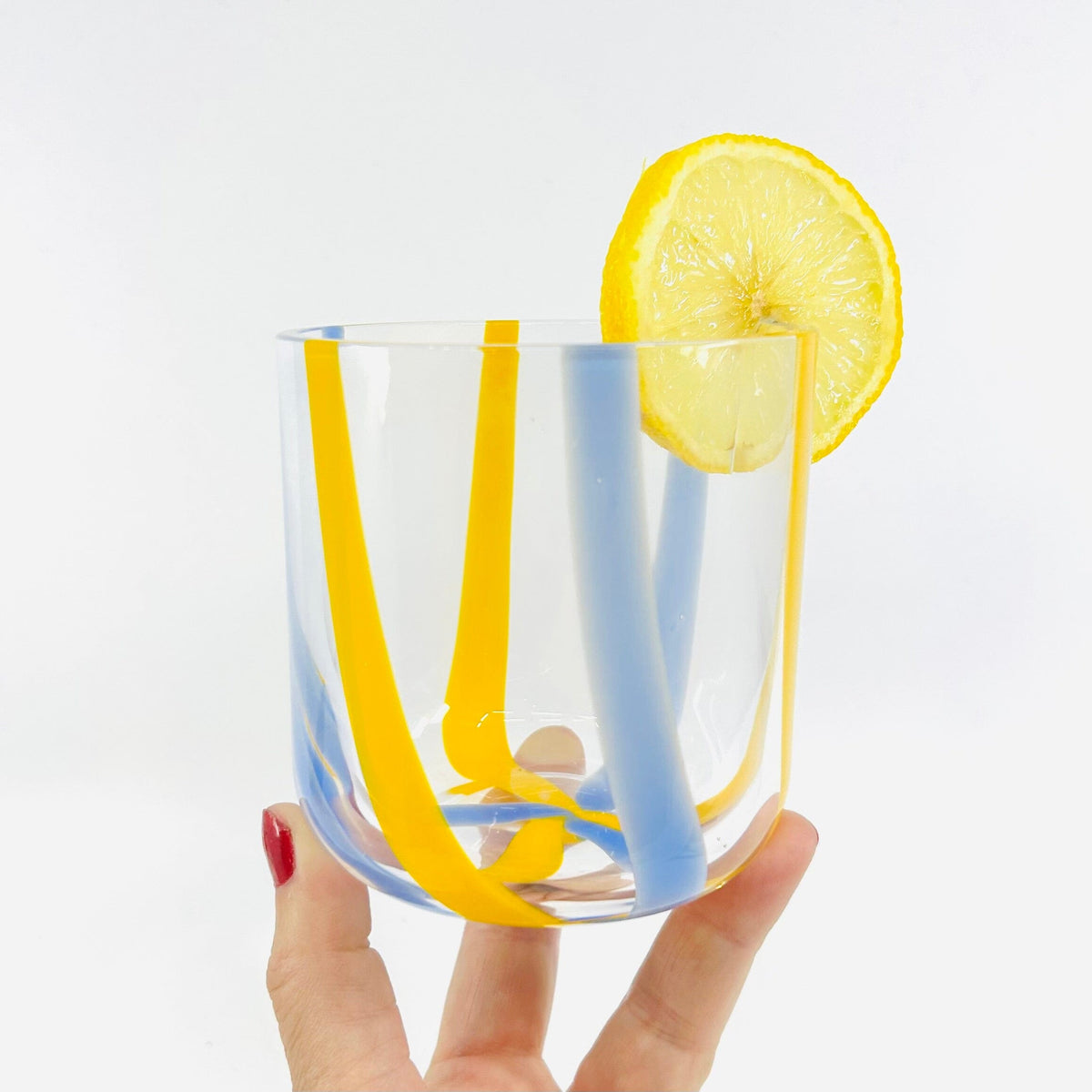 Striped Glass Tumbler, Powder Blue Decor One Hundred 80 Degrees 