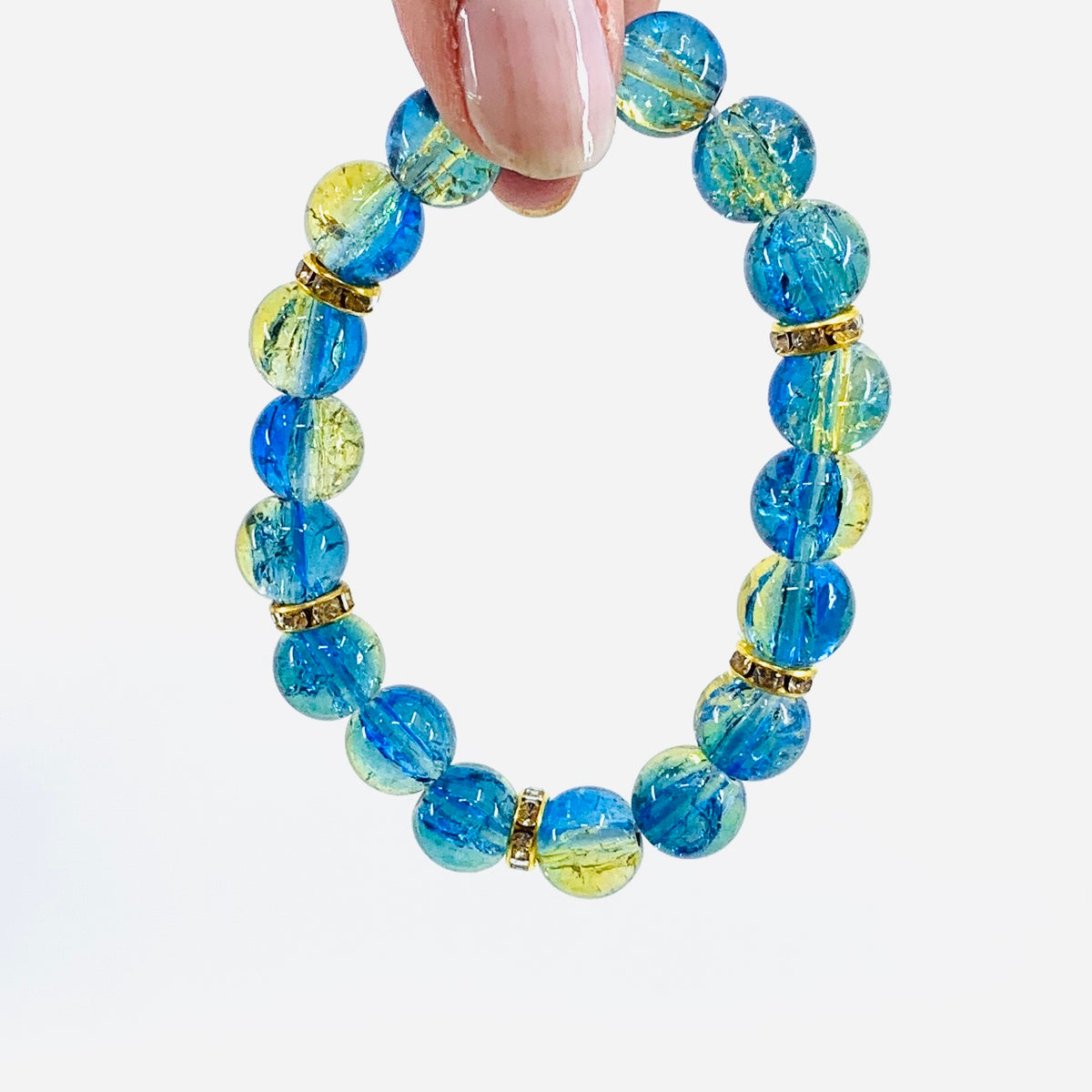 Shimmering Sea Glass Bead Bracelet