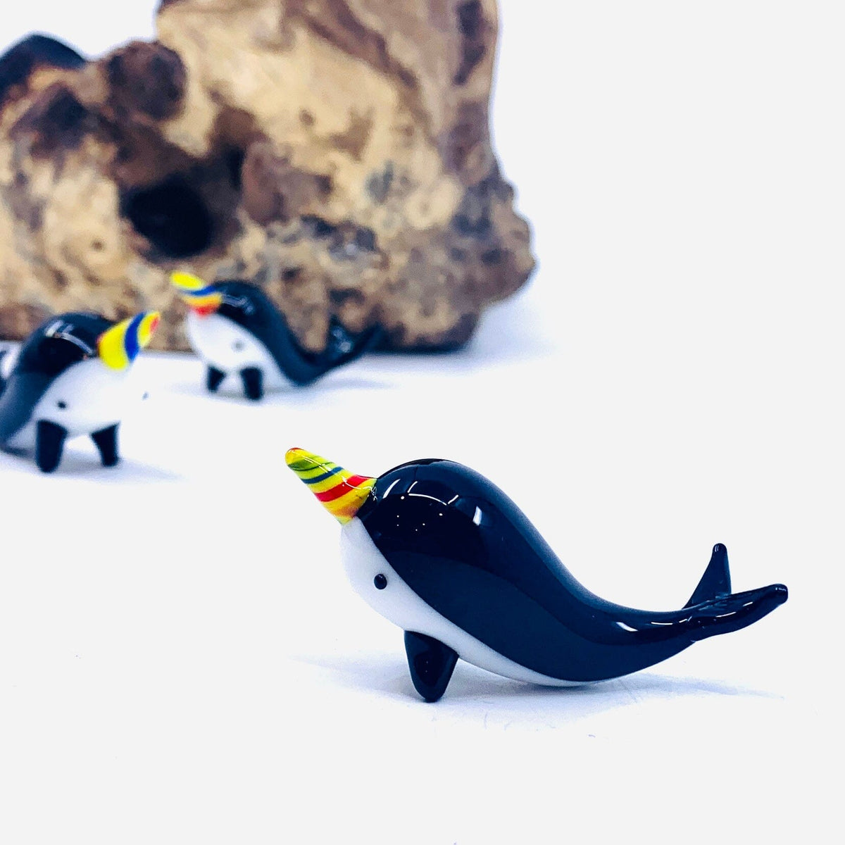 Tiny Glass Narwhal 108 Miniature - 